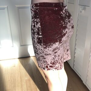 Pink velvet skirt